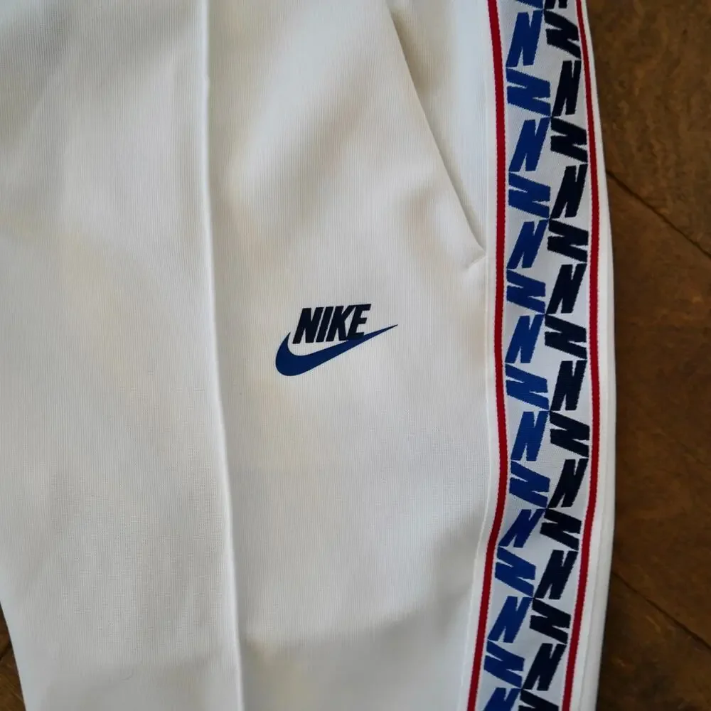 Nike Track Pants Mens‎ Small White Side Stripe Tapered Fit Drawstring Sportswear